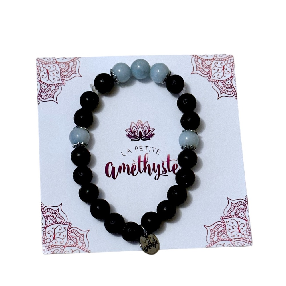 NWT AMAZONITE AND VOLCANIC STONE BRACELET